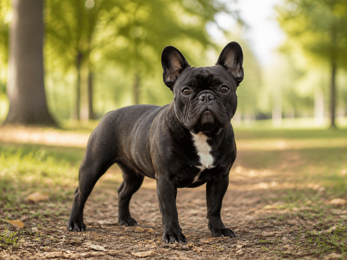 French Bulldog outdoors in a life jacket