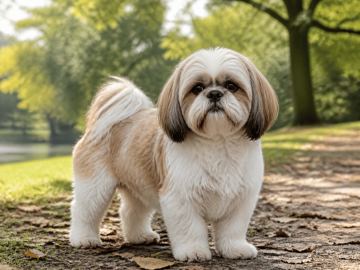 Shih Tzu on a dog walk outdoors